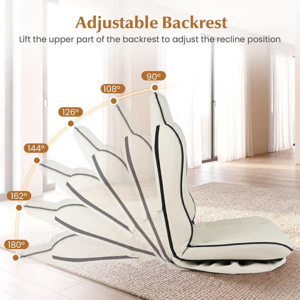 360 graders snurrande gamingstol, justerbart ryggstöd, beige