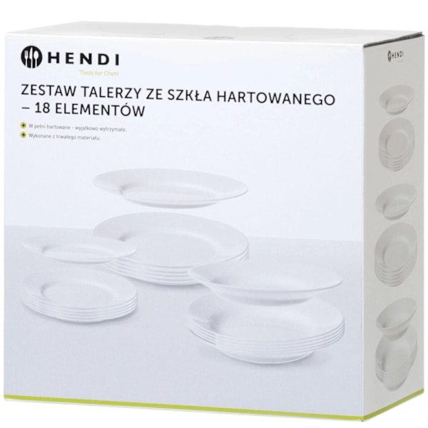 Set med härdat glasplattor, 18 st. - Hendi 795224
