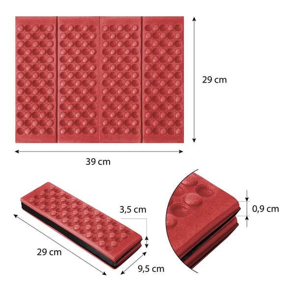Röd mini vikmatta, kompakt och bärbar design
