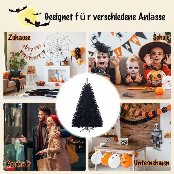 Sort PVC Halloween juletræ, 180 cm, foldbart
