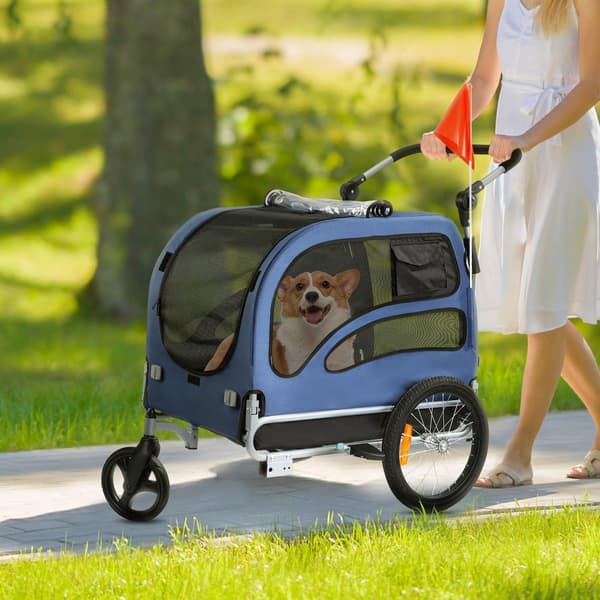 Hundcykelkärra, 2-i-1-barnvagn, 100 lb kapacitet
