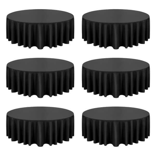 Sorte runde duge, 6-pak, 120 tommer polyester, krølfri