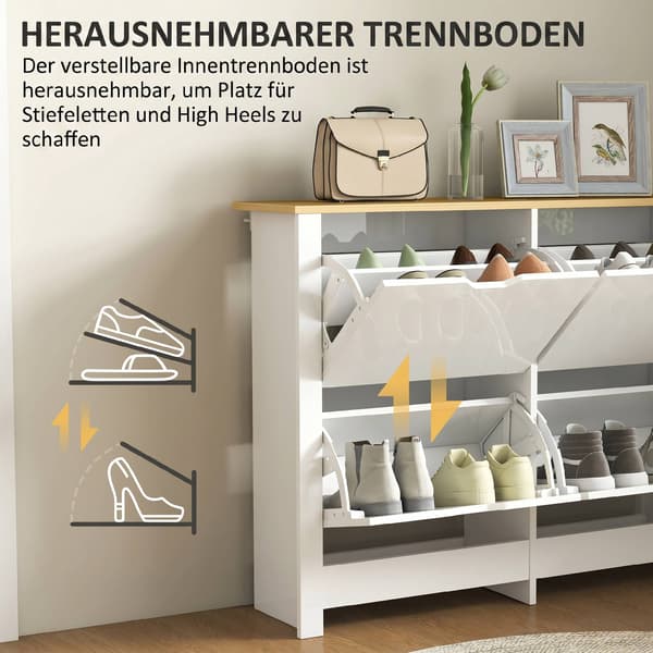 Slankt skoskab, 4 vippeskuffer, plads til 16 par