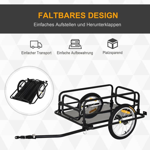 Cykelkärra, stålram, 40 kg kapacitet, svart