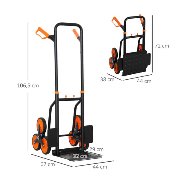 Sammenklappelig trappevogn, stålramme, 120 kg kapacitet