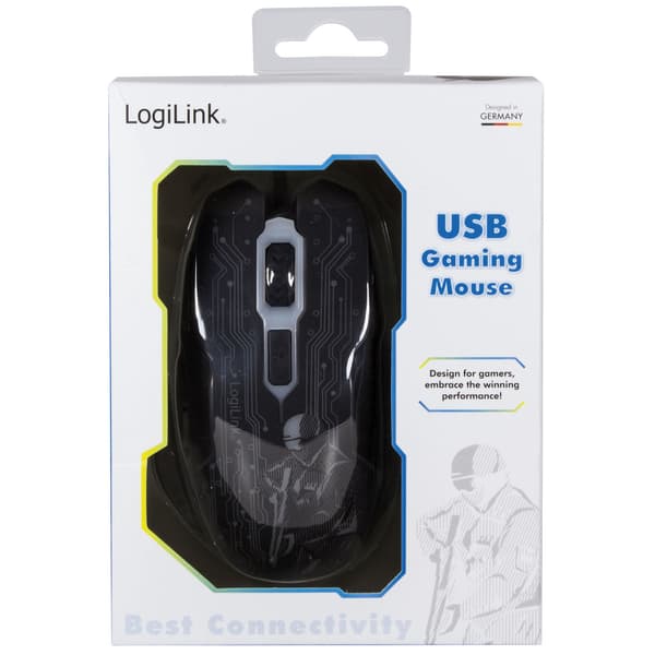USB-spelmus, 2400 DPI, 6 knappar, LED-indikator