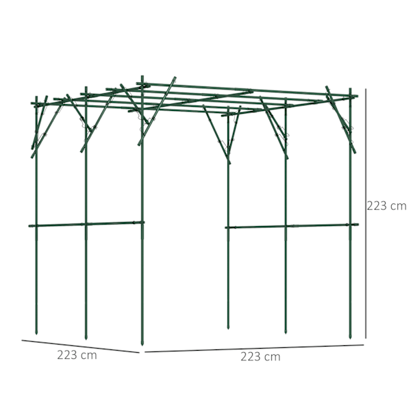 Trellis lavet af rustfrit stål espalier med trekantet støttedesign 223x223x223 cm rosenbue til klatreplanter haveespalier til stueplanter plante espal