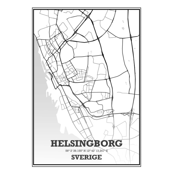 Helsingborg Stad Karta Poster - 70x100 cm