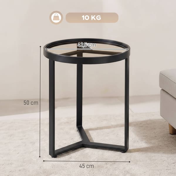 Rundt sidebord, hærdet glasplade, sort 45 cm