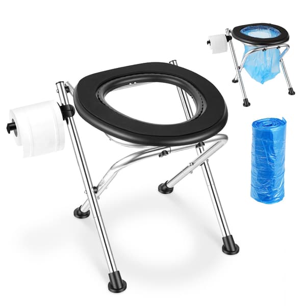 Bærbart campingtoilet, foldbart rustfrit stål, 160 kg