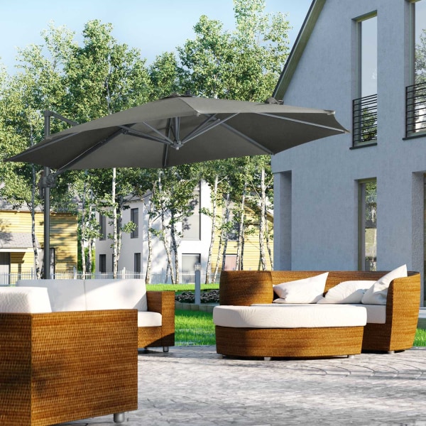 Parasol 294X294Cm Roterende Cantilever Paraply Med Paraplystativ