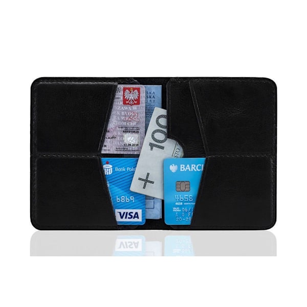 Tunn läder plånbok för män SOLIER SW10 SLIM BLACK