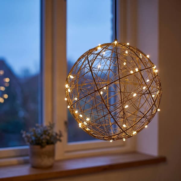 30 cm guldfärgad LED-dekorkula – varmvit ljuskula