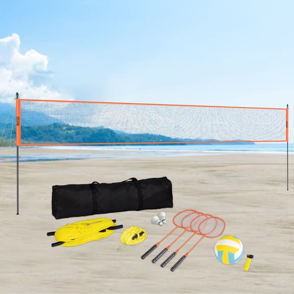 Volleyboll- och badmintonnätset – justerbart, bärbart