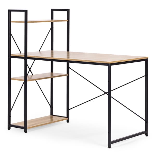 Datorskrivbord med hyllor, 120x60 cm MDF, loftstil