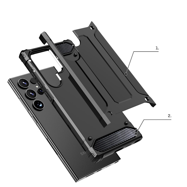 Förstärkt pansarfodral för Samsung Galaxy S24 Ultra Hybrid Armor, svart
