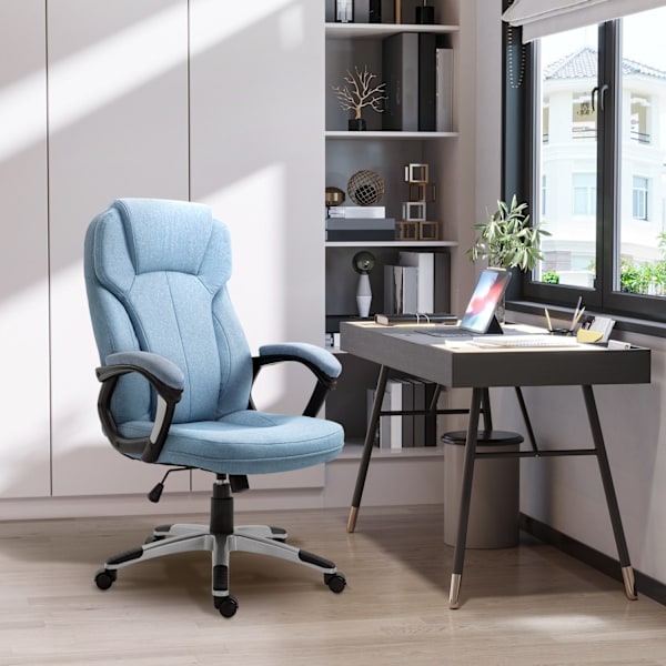 Kontorstol Computerstol Drejestol Højdejusterbar Vippefunktion Lyseblå Linned 66X75X110-120Cm