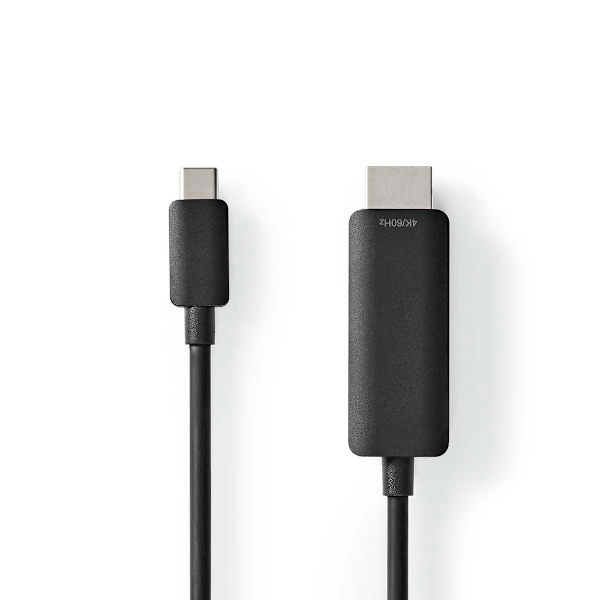 USB-C™ Adapter | USB 3.2 Gen 1 | USB-C™ Han | HDMI™ Stik | 4K@60Hz | 1.00 m | Runde | Nikkelplateret | PVC | Sort | Label