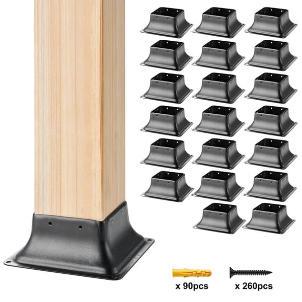 4x4 stolpfästen, pulverlackerat stål, 20-pack