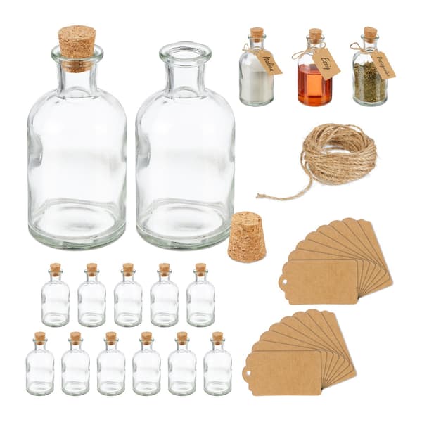 Dekorativt glasflaskset med korklock, 6-pack