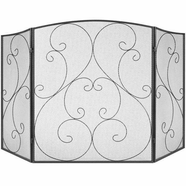 Pejsskærm, 3-panels jernnet, 48 tommer bred