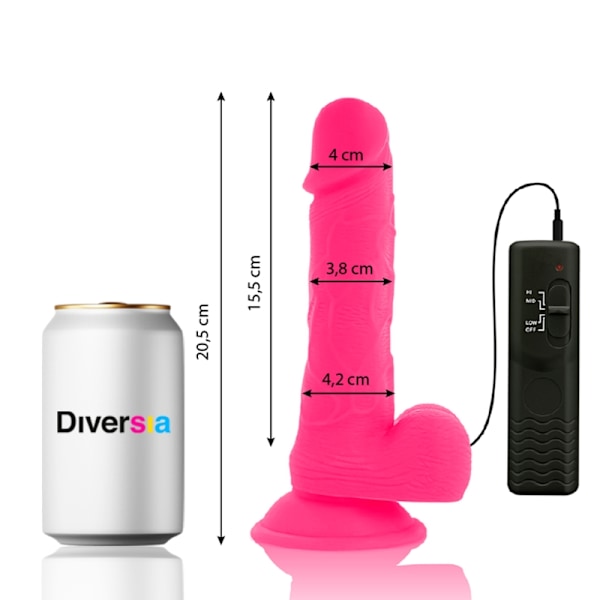 Diversia - Fleksibel Vibrerende Dildo Pink 20,5 Cm -O- 4,2 Cm