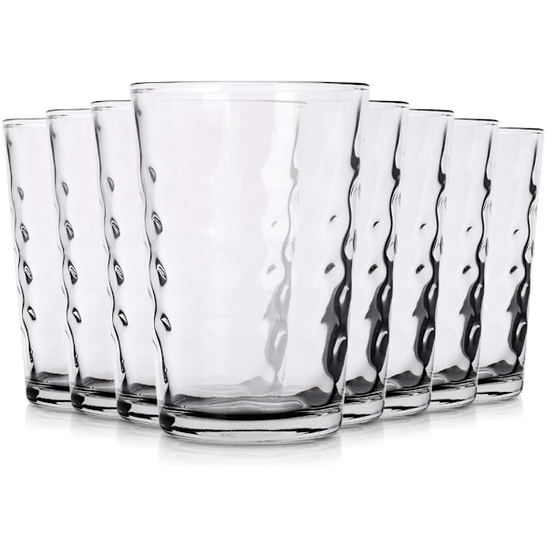 Set med 8 glas 200 ml: Tjockt glas, Imponerande dekoration