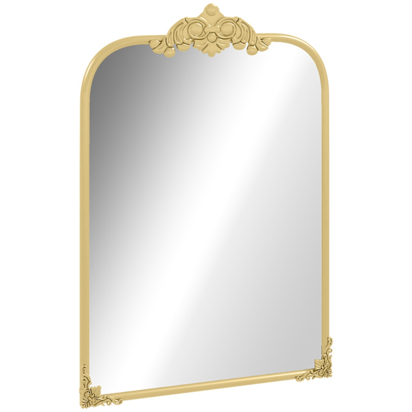 Väggspegel 60x87 cm Badrumsspegel i barockstil Dekorativ spegel med metallram för vardagsrummets sovrum Guld