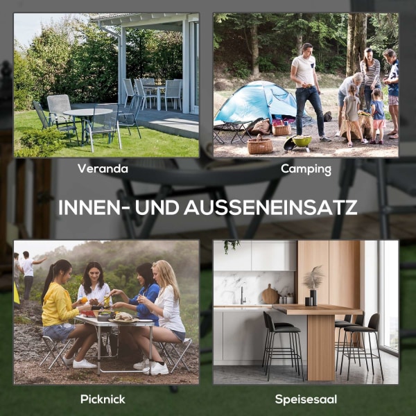 Foldebord Sidebord Glasplade Campingbord Sort 45X45X50Cm