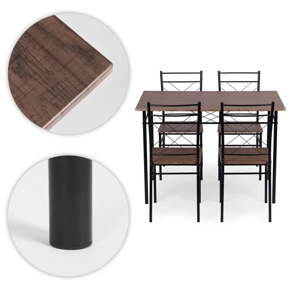 Matbordsset med 4 stolar, MDF och stål