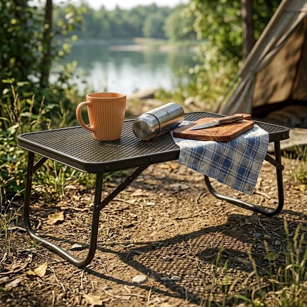 Sammenklappeligt campingbord, sort aluminium, 50x30x21 cm