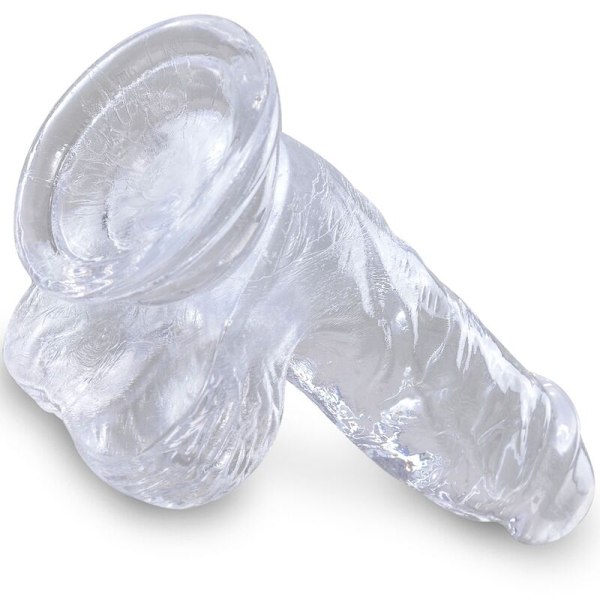 King Cock - kirkas realistinen penis palloilla 10,1 cm läpinäkyvä
