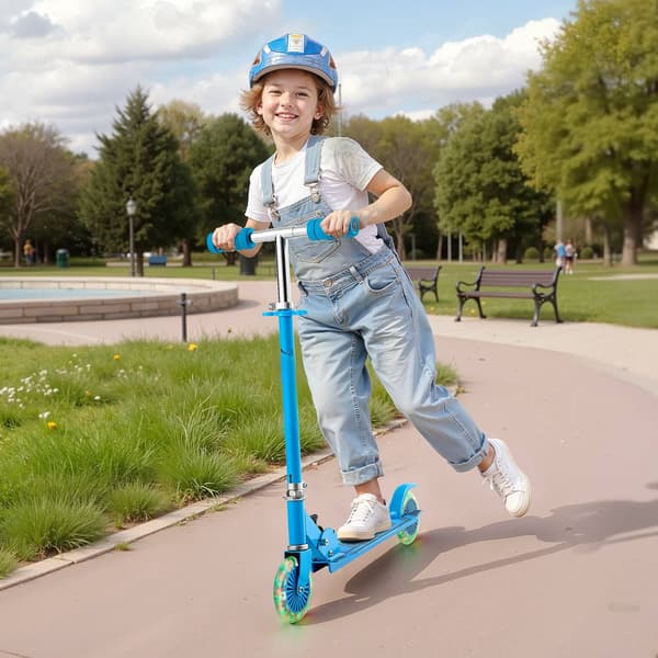 Barnsparkcykel, 2-hjulig, med belysning, justerbar, hopfällbar