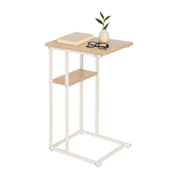 C-formet sidebord med 2 hylder – Metal og træ