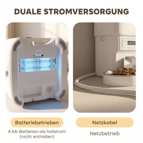 Automatisk kattmatare, 4L timer, 2 rostfria skålar