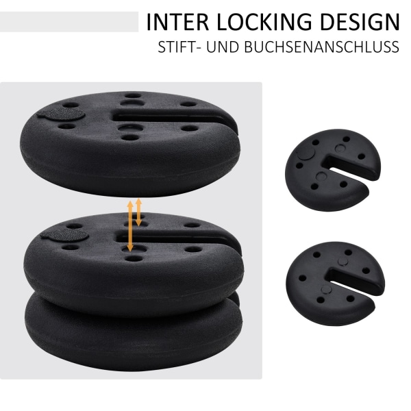 Juhlateltan Paino, Paviljonkipaino Täytettävissä 5 Kg Asti, Hdpe Muovi, Musta, Ø25X6Cm