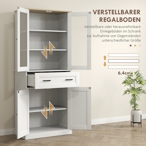 Keittiökaappi, korkea kaappi laatikolla, säädettävät hyllyt, keittiön buffet akryyliovilla, 2 kaappiosastoa olohuoneeseen, ruokailuhuoneeseen, 76 x 40