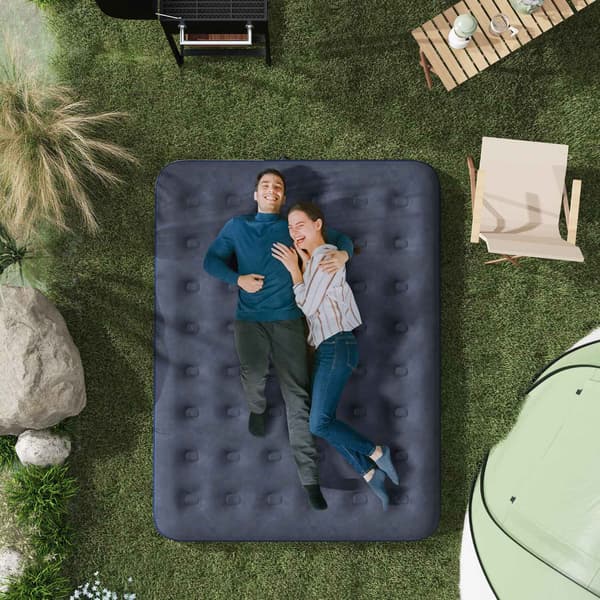 Air Bed Foldedobbelt Campingseng, Mørkeblå, 203X152X22Cm