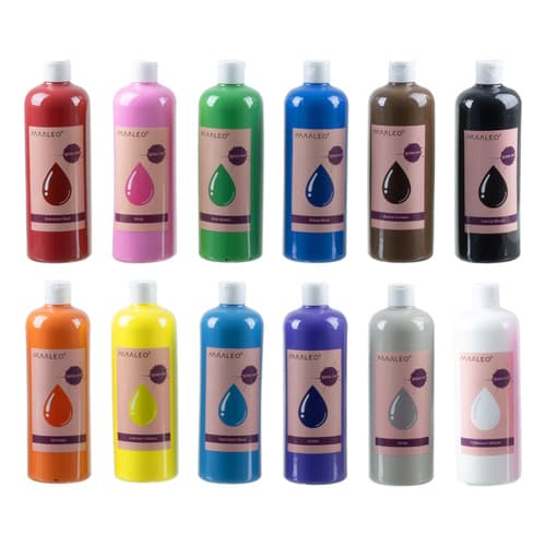 Plakatmalingssæt – 12 farver, 500 ml hver