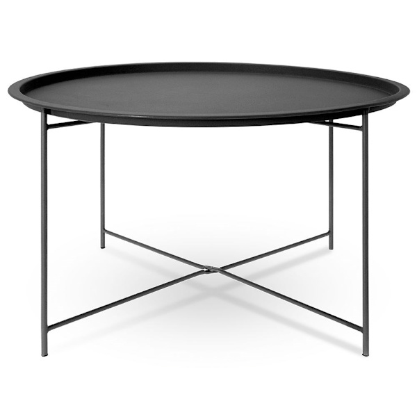Runt svart metallsoffbord för industriell loftstil, 75 cm