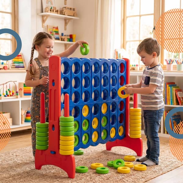XXL Connect Four-spel – Blå-Röd, 110x120x55 cm