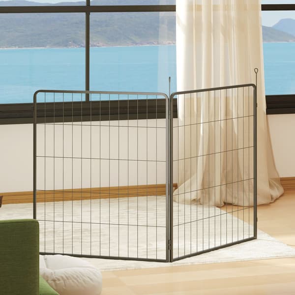 Sæt med 2 udtræk 2 hundehegn paneler til udendørs indhegninger, 80 x 100 cm stål hvalpehegn, til små til store hunde sort