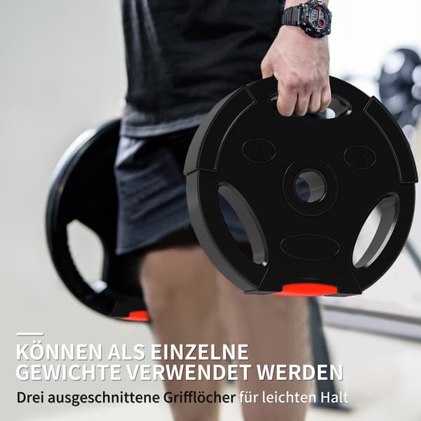 Set med 4 hantelvikter, 2 x 5 kg/10kg vikter, viktskivsats, viktskivor för 2,5 cm hantelstång, Ø 30 mm hål, svart