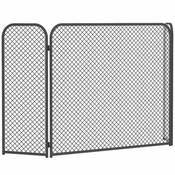 Sort geometrisk foldbar pejsskærm – metal, 3-paneler