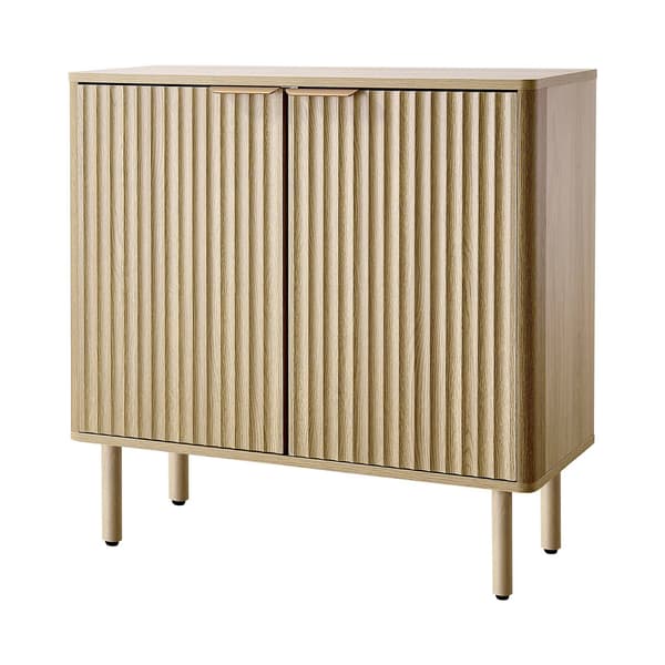 Kaffebarskab, riflet egetræ, 2 låger, 80 cm