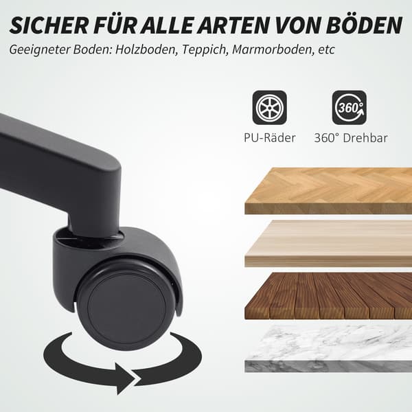 Justerbar kontorstol i net, rullende, sort