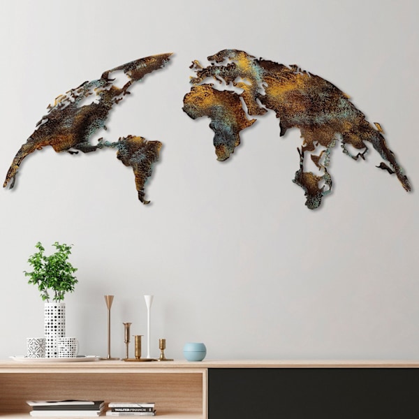 Koristeellinen metalliseinätarvikkeet World Map Medium - 3