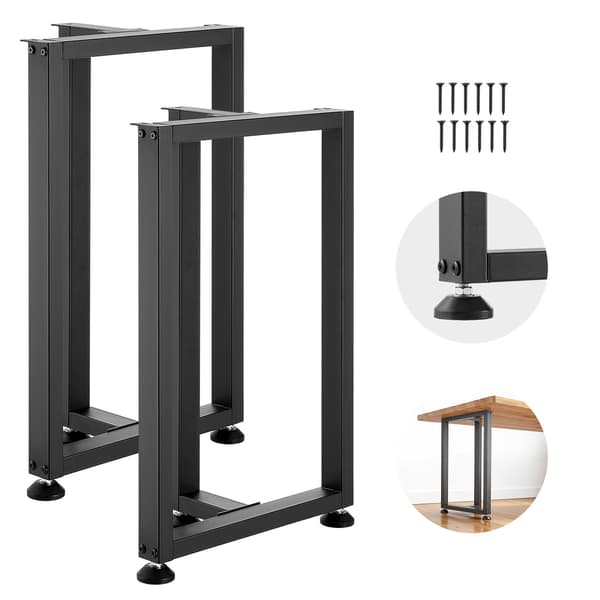 Bordben i stål, T-form, 740x450mm, 2-pak, sort