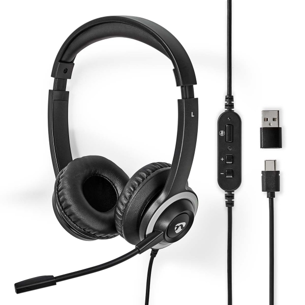 PC-headset | On-Ear | Stereo | USB Type-A / USB Type-C™ | Fold-Away Mikrofon | Sort