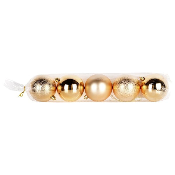 Sprængsikre julekugler guld 8 cm 5 stk.